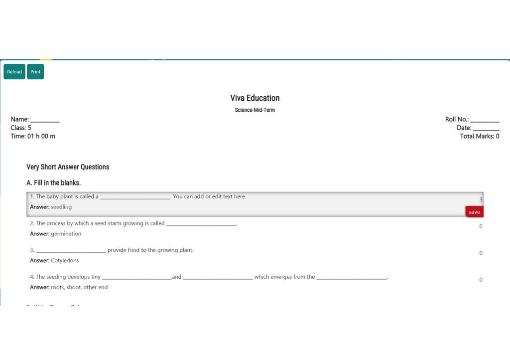 Step 5 Viva Education Test Generator